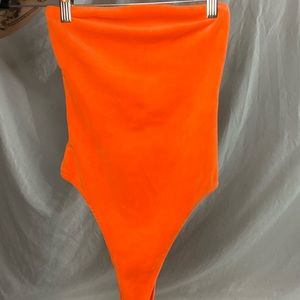 Neon strapless thong bodysuit